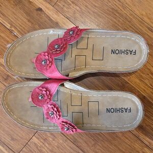 Red Floral Women's Sandals